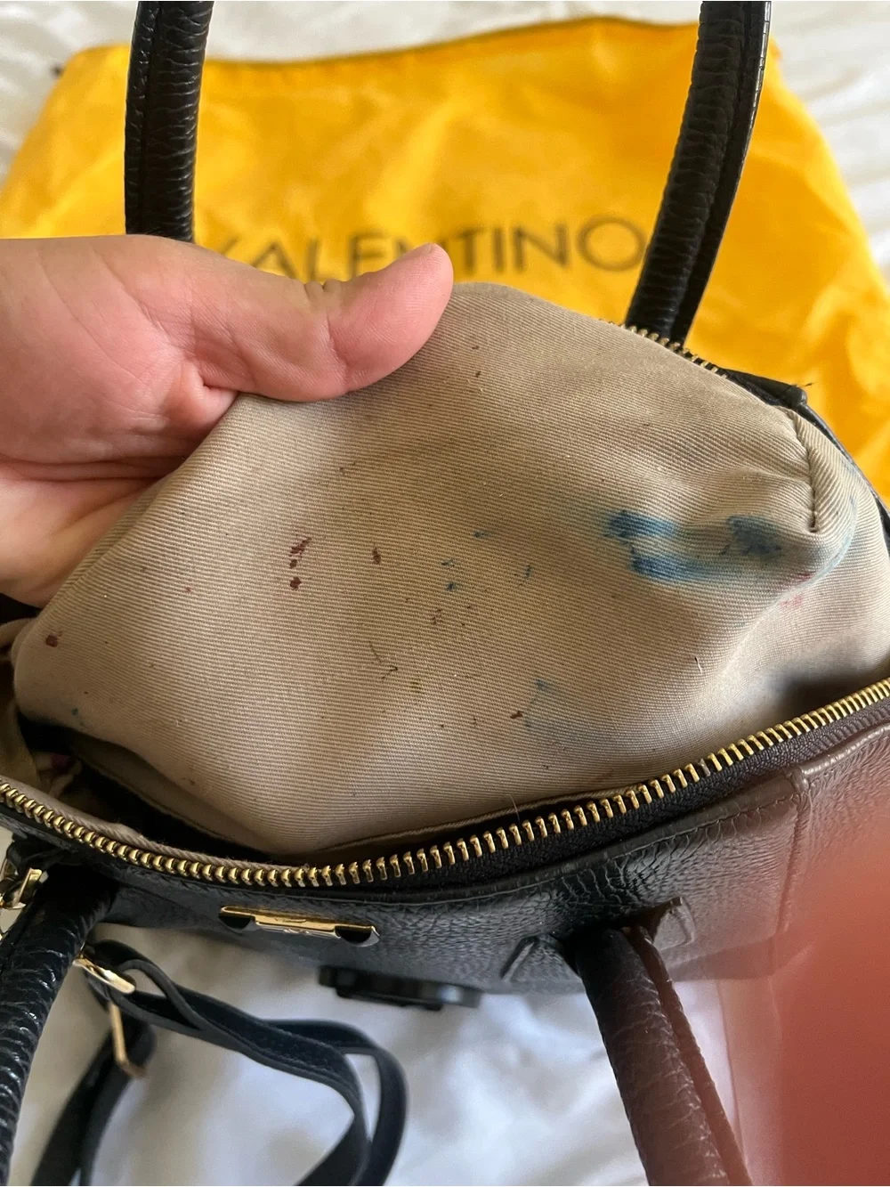 Black Pebbled Leather Top-Handle Bag